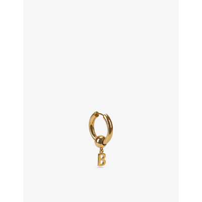 Shop Balenciaga B Gold-toned Sterling Silver Hoop Earring In Shiny Gold