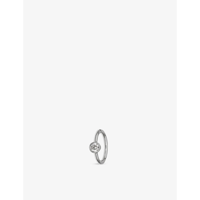 Shop Maria Tash Scalloped 18ct Rose-gold And 0.03ct Diamond Clicker Hoop Earring In White Gold
