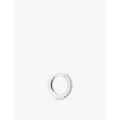 Astrid & Miyu Crystal Recycled Sterling Silver And Cubic Zirconia Hoop Earring In Silver
