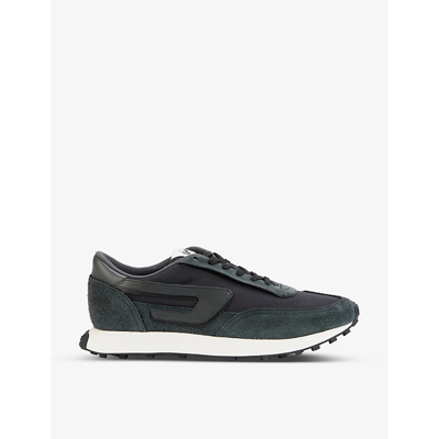 Shop Diesel S-racer Lc Leather And Mesh Trainers In Jet Black