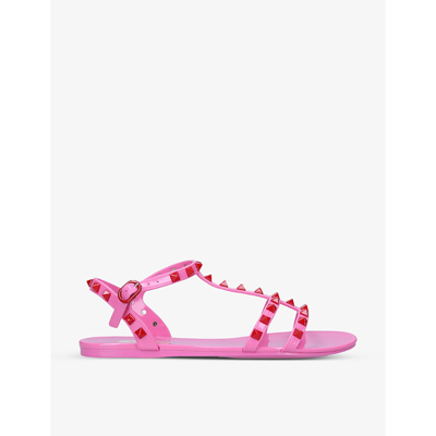 Shop Valentino Garavani Women's Pink Rockstud Pvc Gladiator Sandals
