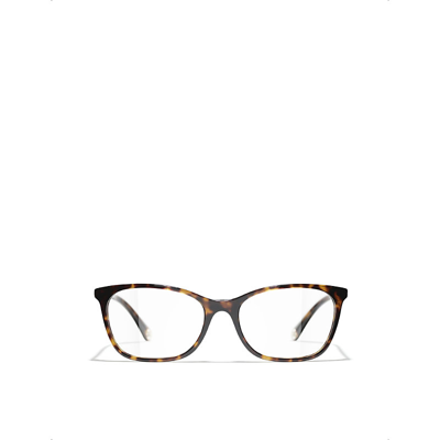 Pre-owned Chanel Womens Brown Rectangle Eyeglasses