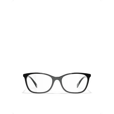Pre-owned Chanel Womens Black Rectangle Eyeglasses
