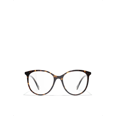 Pre-owned Chanel Womens Brown Pantos Eyeglasses