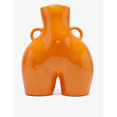 Shop Anissa Kermiche Orange Love Handles Ceramic Vase 31cm