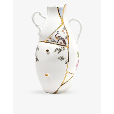 Shop Seletti Kintsugi 24ct Yellow-gold Plated Porcelain Vase 32cm