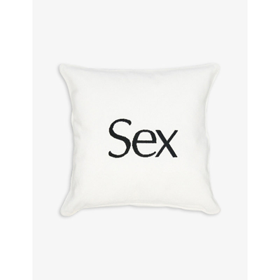 Shop More Joy White Sex Text-embroidered Wool And Cashmere-blend Cushion 50cm X 50cm