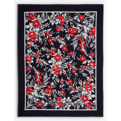 Shop Erdem Multi-coloured Floral-intarsia Wool And Cashmere-blend Throw 170cm X 130cm