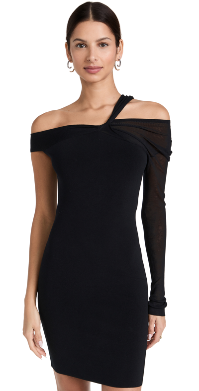 Shop Helmut Lang Ls Twist Dress In Black