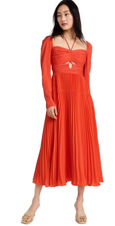 Shop Self-portrait Red Stretch Cut Out Midi Dress