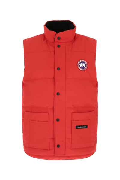 Shop Canada Goose Logo Patch Padded Gilet In Red