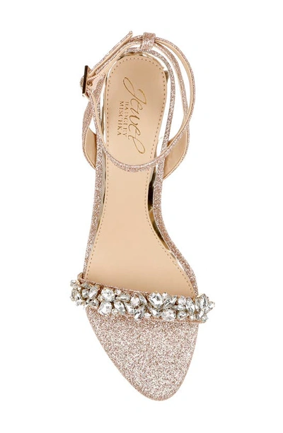 Jewel Badgley Mischka Ojai Crystal Ankle Strap Sandal In Rose Gold