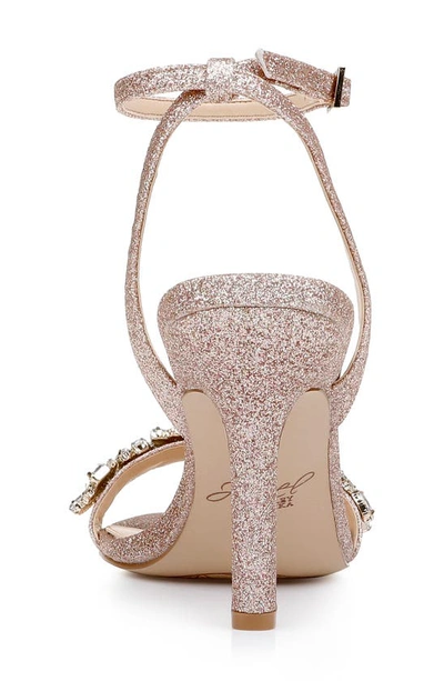 Jewel Badgley Mischka Ojai Crystal Ankle Strap Sandal In Rose Gold