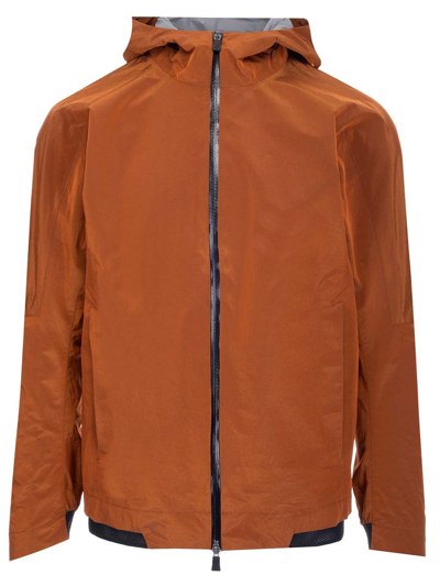Shop Herno Zipped Hooded Jacket In Orange