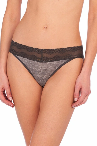 Shop Natori Bliss Perfection One-size Thong In Heather Grey Print