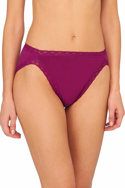 Shop Natori Bliss French Cut Brief Panty Underwear With Lace Trim In Bright Berry