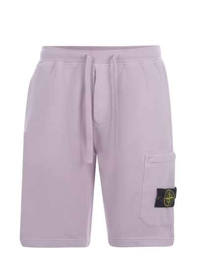 Shop Stone Island Logo Patch Drawstring Shorts In Purple