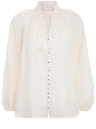 Shop Zimmermann Dancer Lantern Blouse In White