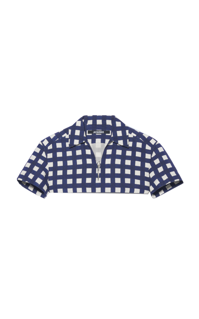 Shop Jacquemus Women's Bebi Checked Cropped Shirt In Stripe