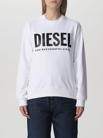 Shop Diesel Jumper In Cotton With Logo In White