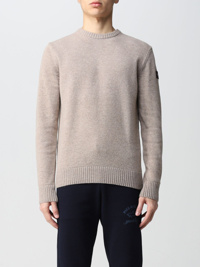 Shop Paul & Shark Wool Jumper With Logo Patch In Brown