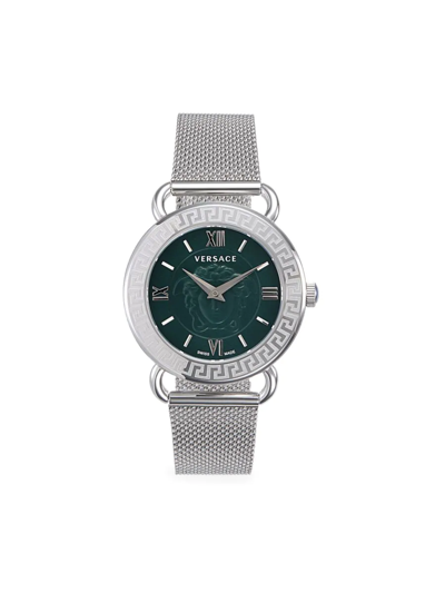 Shop Versace Women's Stainless Steel Mesh Bracelet Watch In Green