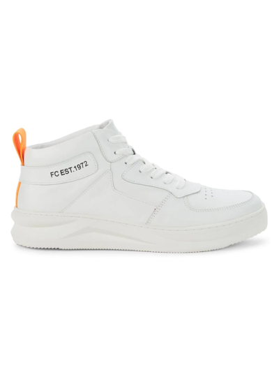 Shop French Connection Men's Chrisley Leather High-top Sneakers In White