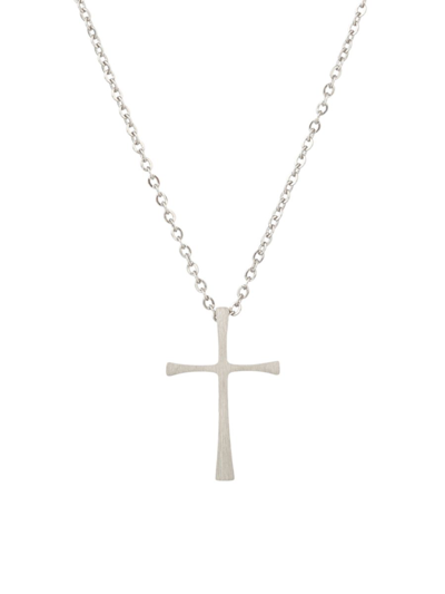 Shop Eye Candy La Men's Luxe Titanium Cross Pendant Necklace In Neutral