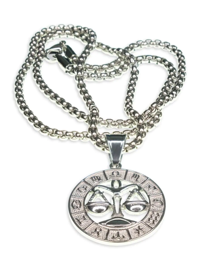 Shop Jean Claude Dell Arte Stainless Steel Zodiac Necklace In Libra