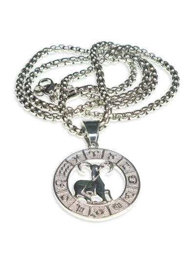 Shop Jean Claude Men's Dell Arte Stainless Steel Zodiac Necklace In Aries