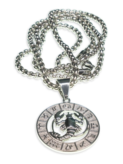 Shop Jean Claude Men's Dell Arte Stainless Steel Zodiac Necklace In Cancer