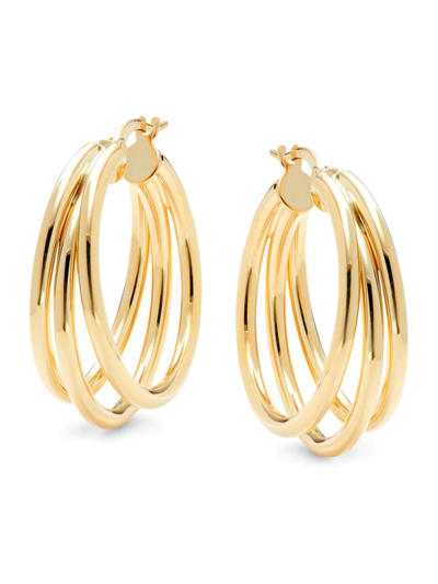 Shop Saks Fifth Avenue Made In Italy Women's 14k Yellow Gold Triple Hoop Earrings