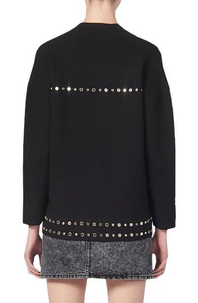 Shop Sandro Bamo Stud Detail Cardigan In Black