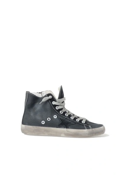 Shop Golden Goose Deluxe Brand Cotton Canvas And Leather High-top Sneakers In Black