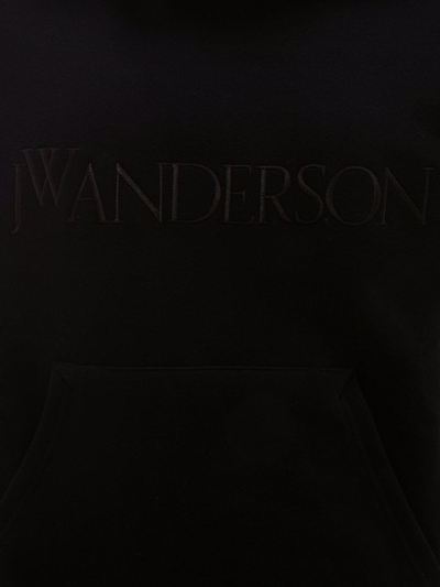 Shop Jw Anderson Embroidered-logo Long-sleeve Hoodie In Black