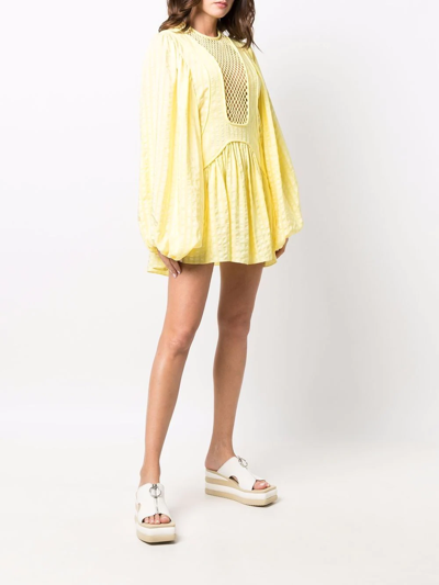 Stella Mccartney Mesh-panel Shift Dress In Yellow