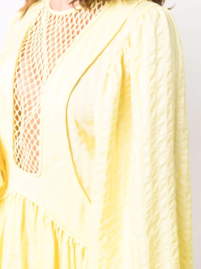 Stella Mccartney Mesh-panel Shift Dress In Yellow