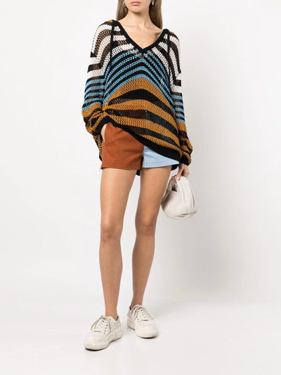 Monse Oversized Stripe Knit Hoodie In Multicolour | ModeSens