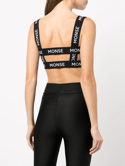 Shop Monse Logo-print Sports Bra In Black