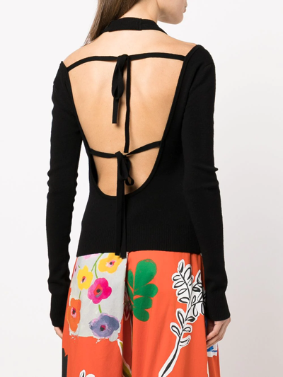 Shop Monse Bikini-layered Longsleeved Knit Top In Black
