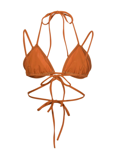 Shop Monse Ruched Halterneck Bikini In Orange