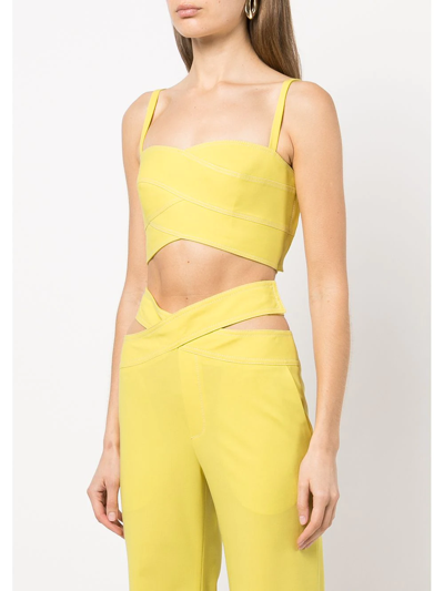 Shop Monse Bandage-style Cropped Top In Yellow