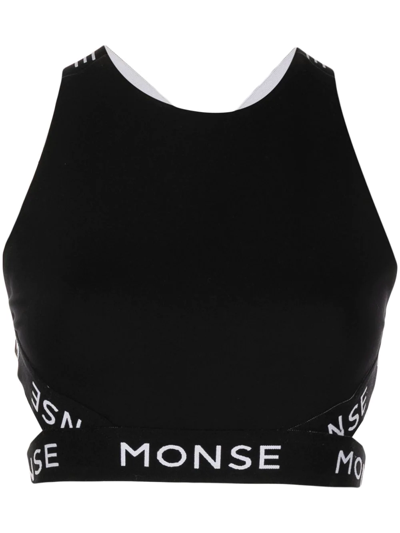 Shop Monse Logo-strap Cropped Top In Black