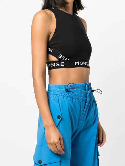 Shop Monse Logo-strap Cropped Top In Black