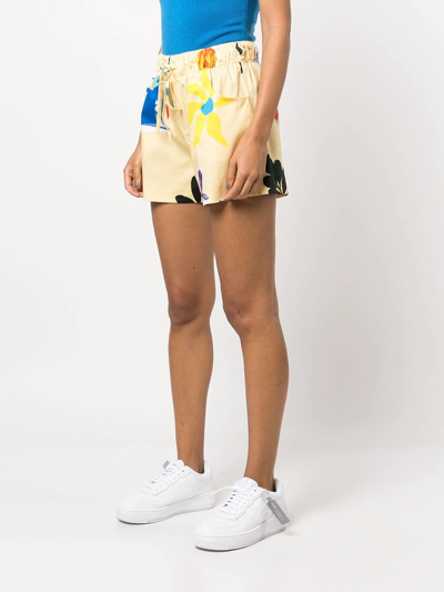 Shop Monse Floral-print Pyjama Shorts In Neutrals