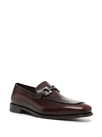 Ferragamo Seattle Polished Leather Loafers In Brown