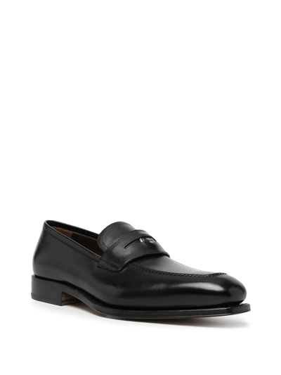 Ferragamo Tramezza Leather Penny Loafers In Black