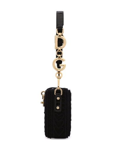 Dolce & Gabbana Dolce Box Embroidered Shoulder Bag In Black