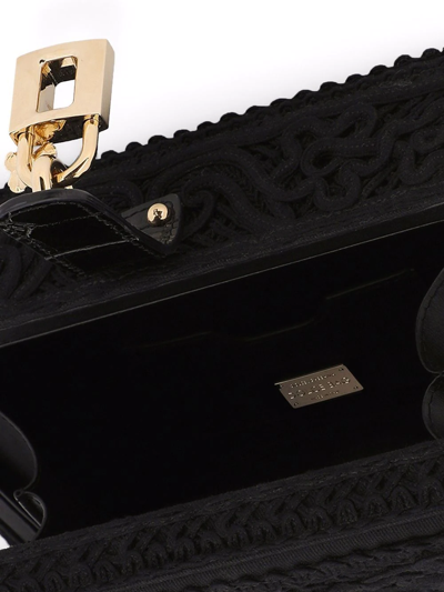 Dolce & Gabbana Dolce Box Embroidered Shoulder Bag In Black