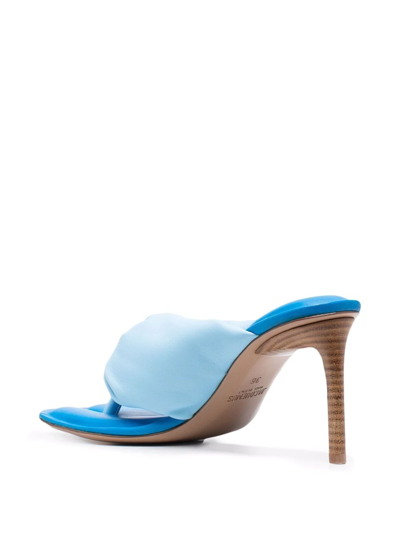 Shop Jacquemus Nocio Knotted Padded Sandals In Blue